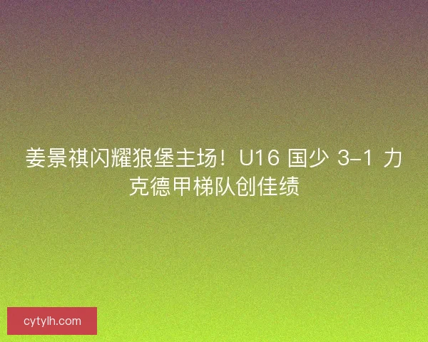 姜景祺闪耀狼堡主场！U16 国少 3-1 力克德甲梯队创佳绩